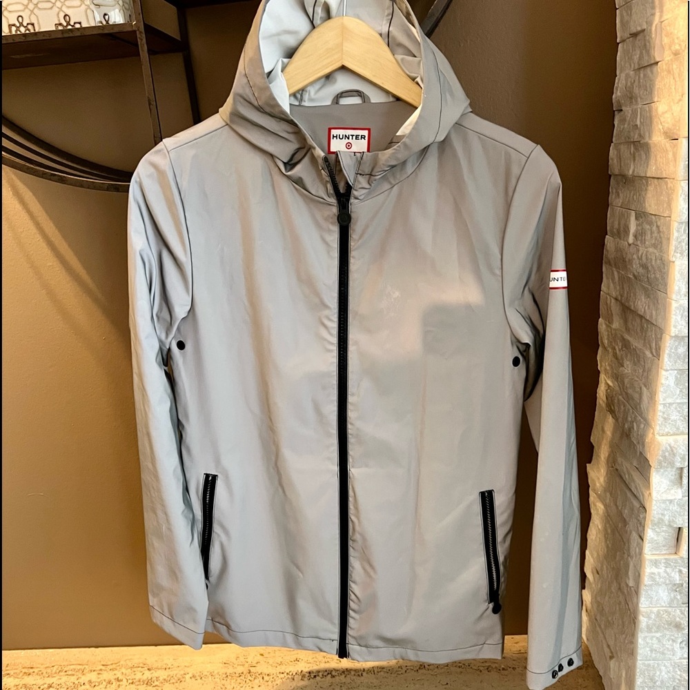 Grey windbreaker jacket